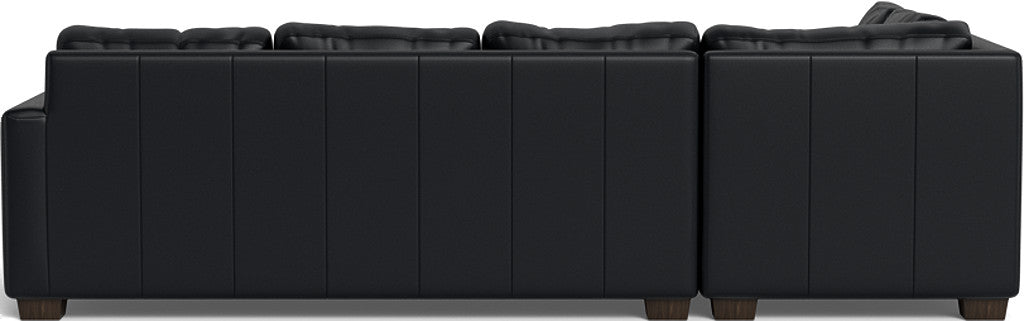 Track 121" Leather Left Chaise Sectional - Tribeca Black