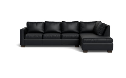 Track 121" Leather Right Chaise Sleeper Sectional - Tribeca Black