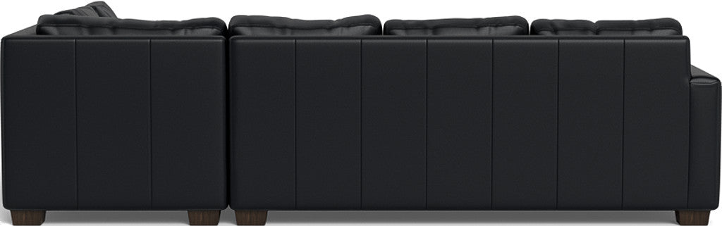 Track 121" Leather Right Chaise Sectional - Tribeca Black