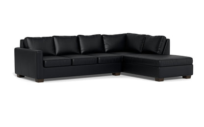 Track 121" Leather Right Chaise Sectional - Tribeca Black