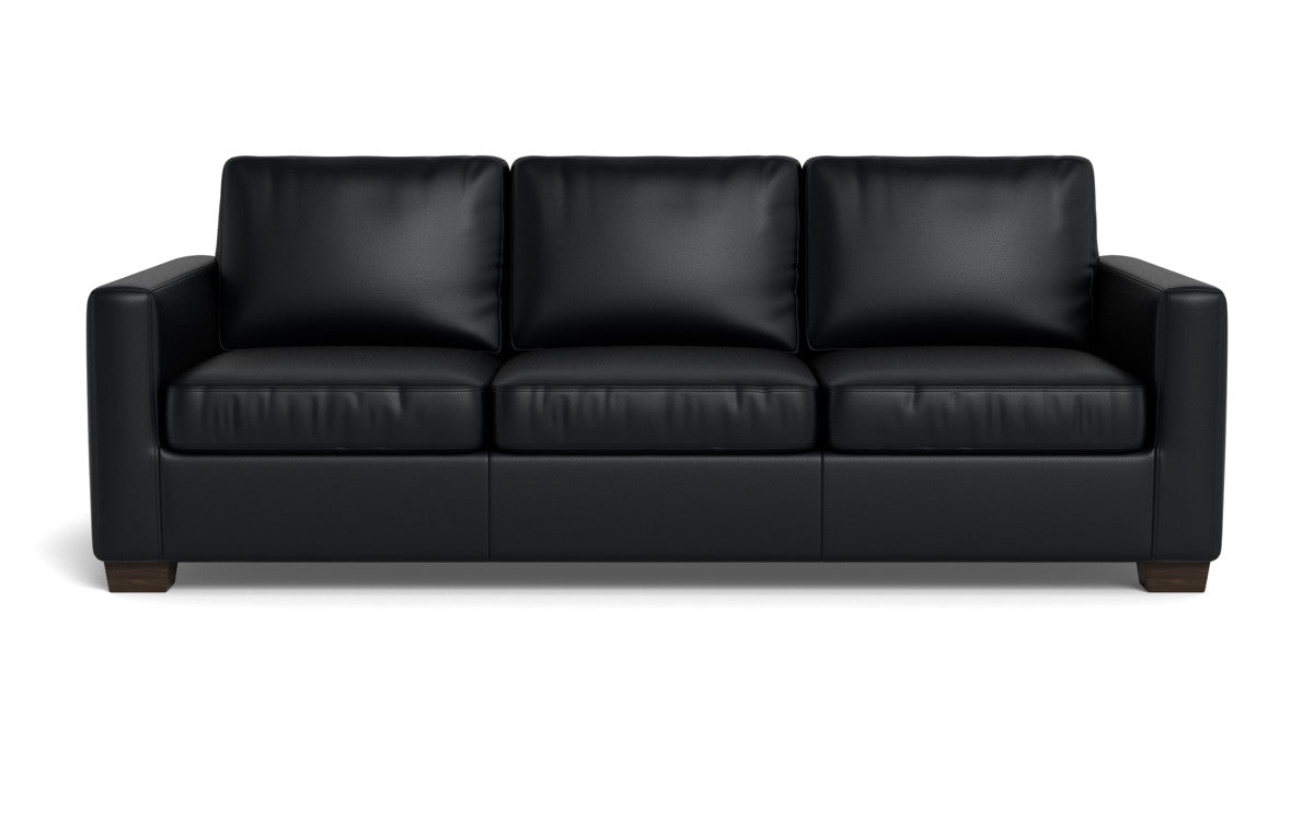 Track 87" Leather Sofa - Tribeca Black