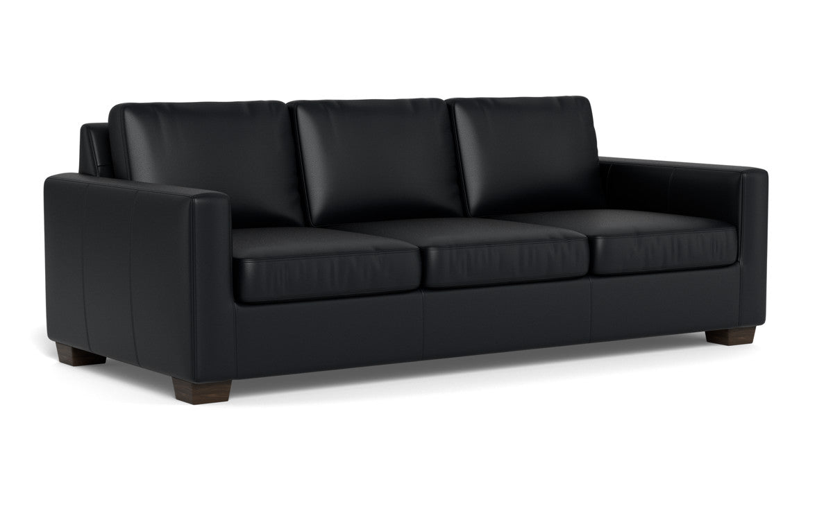 Track 87" Leather Sofa - Tribeca Black