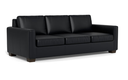 Track 87" Leather Sofa - Tribeca Black