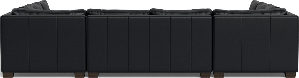 Track 141" Leather Corner Sofa Sleeper U Sectional - Tribeca Black