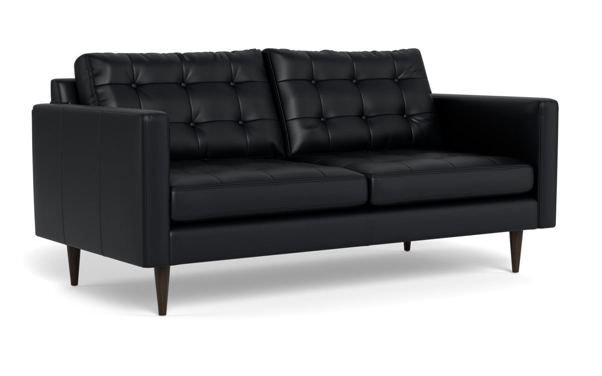 Wallace 74" Leather Apartment Sofa - Tribeca Black