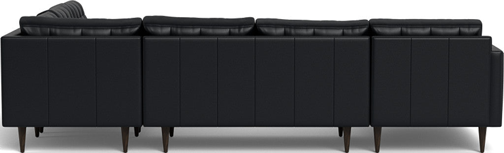 Wallace 130" Leather Corner Sectionals w. Left Chaise - Tribeca Black