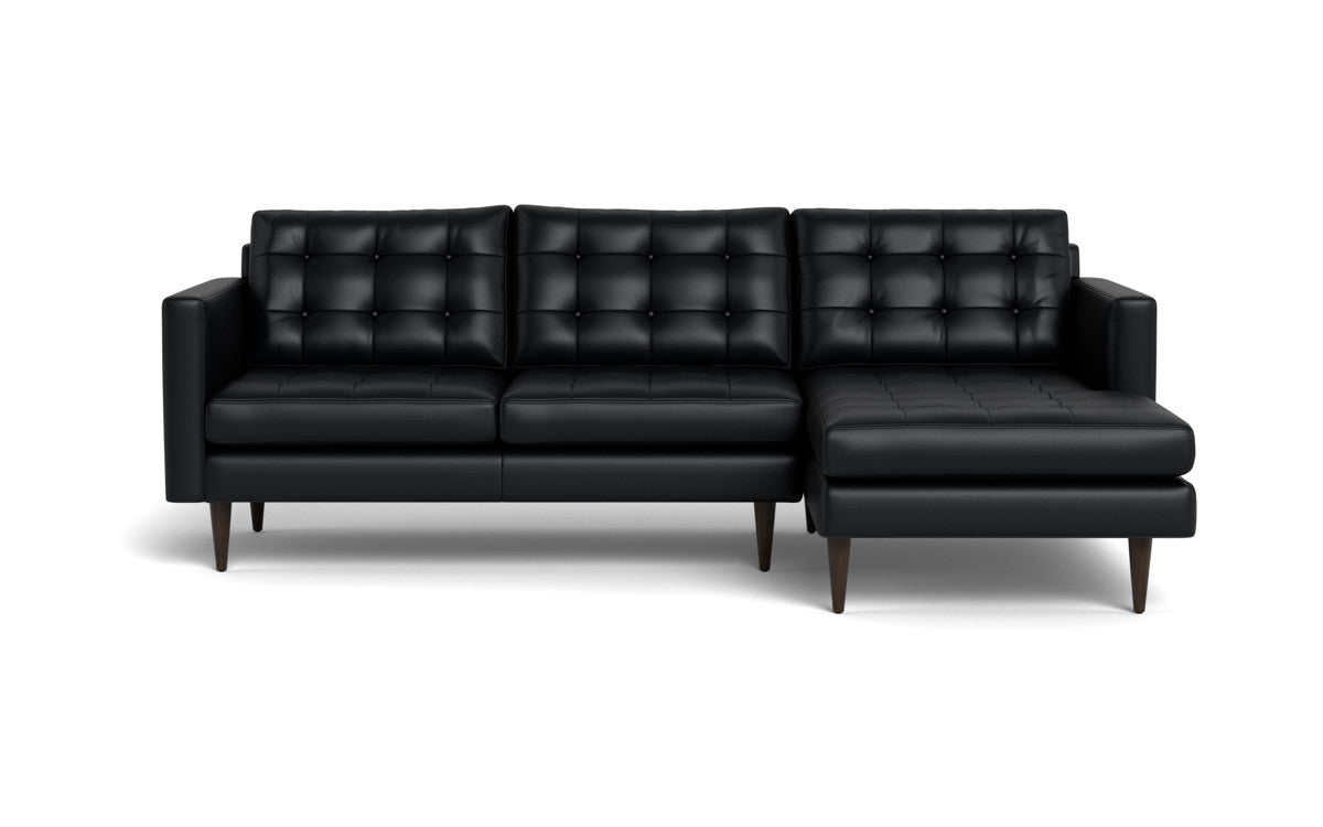 Wallace 98" Leather Right Chaise Sectional - Tribeca Black