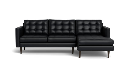 Wallace 98" Leather Right Chaise Sectional - Tribeca Black