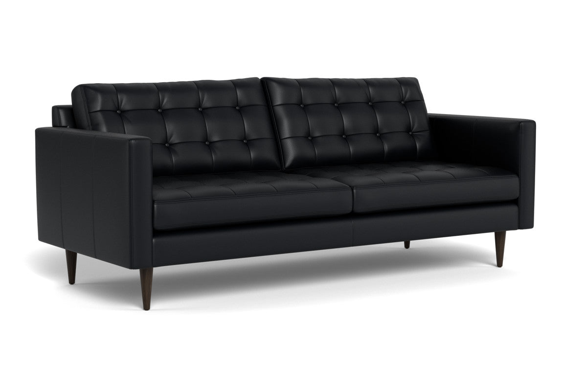 Wallace 85" Leather Sofa - Tribeca Black