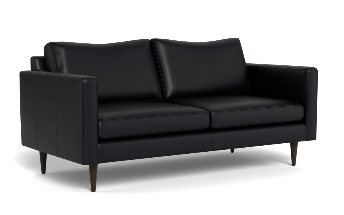 Wallace 74" Leather Untufted Apartment Sofa - Tribeca Black