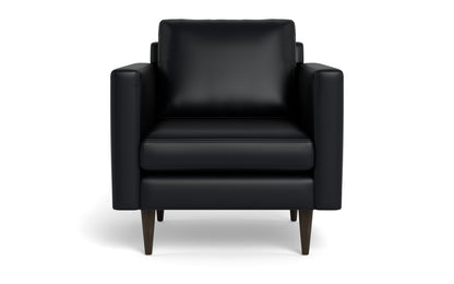 Wallace 34" Leather Untufted Arm Chair - Tribeca Black