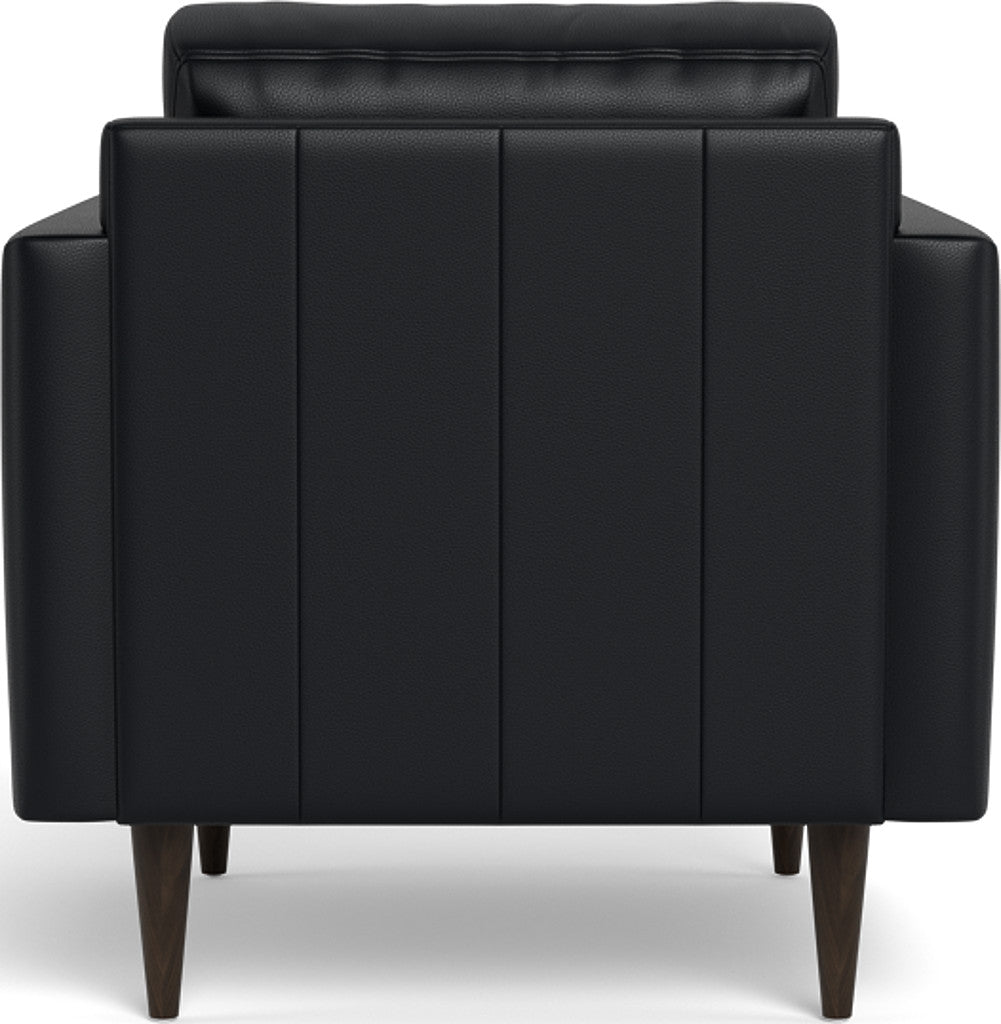 Wallace 34" Leather Untufted Arm Chair - Tribeca Black