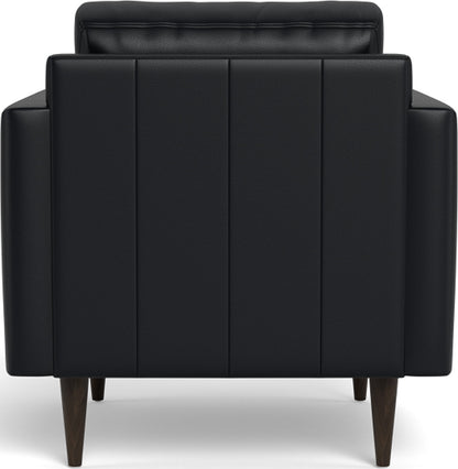 Wallace 34" Leather Untufted Arm Chair - Tribeca Black