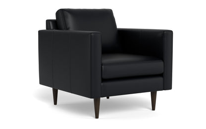 Wallace 34" Leather Untufted Arm Chair - Tribeca Black