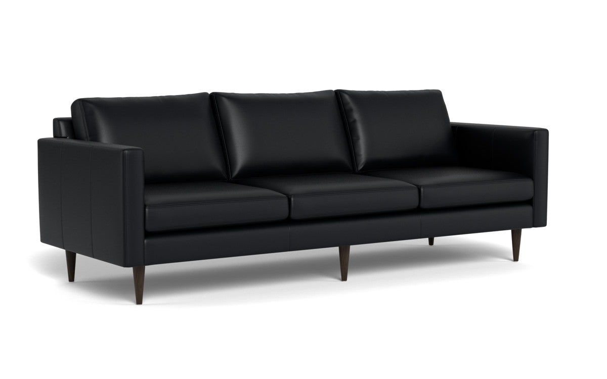 Wallace 98" Leather Untufted Estate Sofa - Tribeca Black