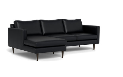Wallace 98" Leather Untufted Left Chaise Sectional - Tribeca Black
