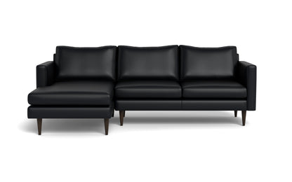 Wallace 98" Leather Untufted Left Chaise Sectional - Tribeca Black