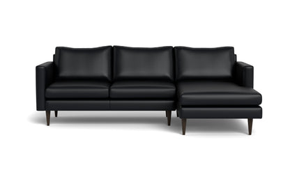 Wallace 98" Leather Untufted Right Chaise Sectional - Tribeca Black
