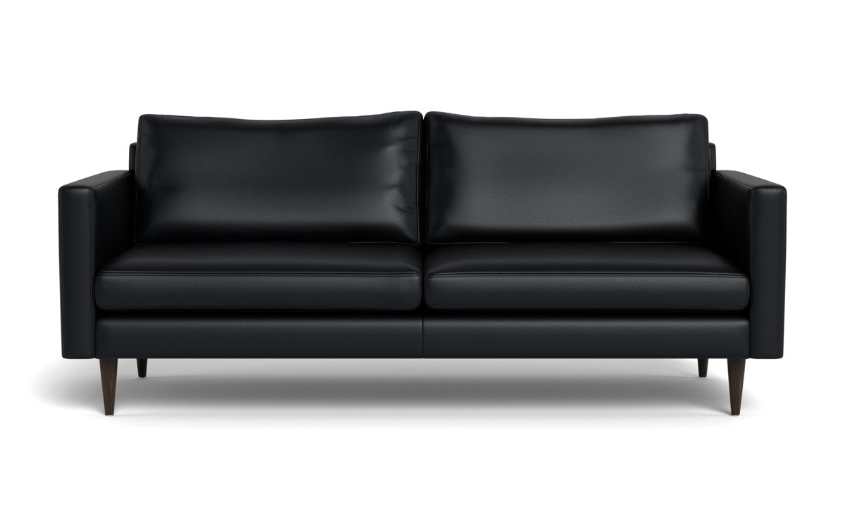 Wallace 85" Leather Untufted Sofa - Tribeca Black