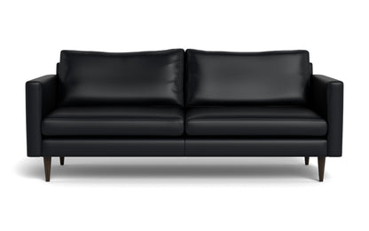 Wallace 85" Leather Untufted Sofa - Tribeca Black