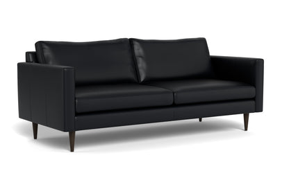 Wallace 85" Leather Untufted Sofa - Tribeca Black