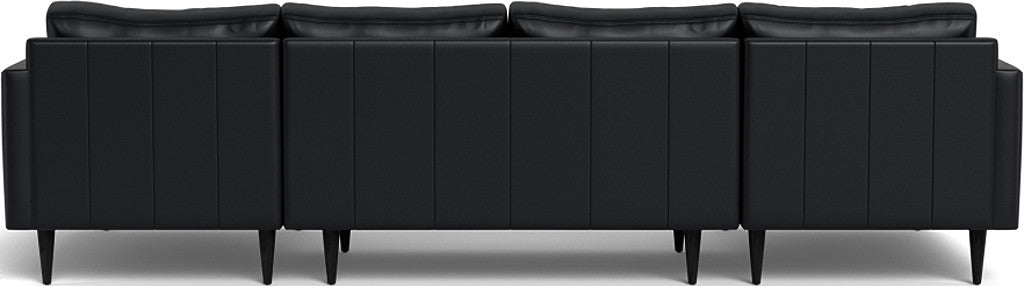 Wallace 126" Leather Untufted Double Chaise U Sectional - Tribeca Black