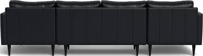 Wallace 126" Leather Untufted Double Chaise U Sectional - Tribeca Black