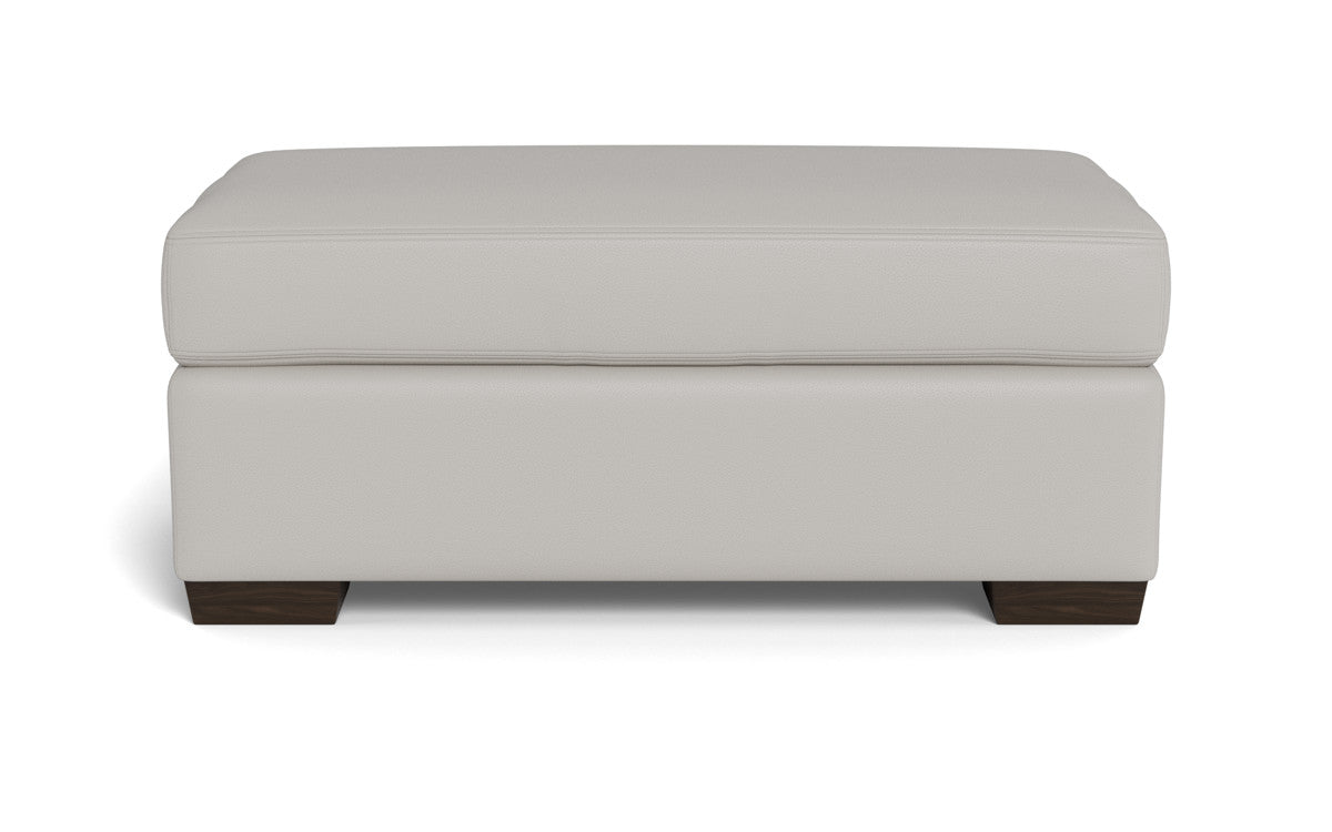 Mas Mesa Leather Ottoman - Tribeca Black