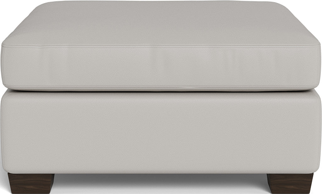 Track Leather Ottoman - Tribeca Black