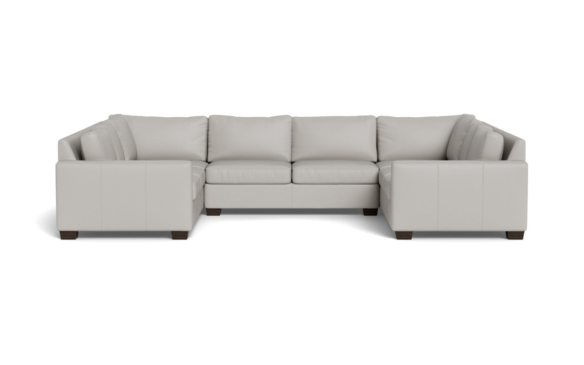 Track 141" Leather Corner Sofa Sleeper U Sectional - Tribeca Chelsea