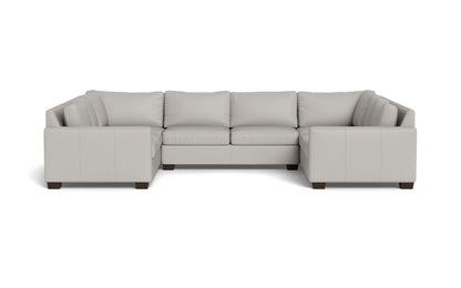 Track 141" Leather Corner Sofa Sleeper U Sectional - Tribeca Chelsea