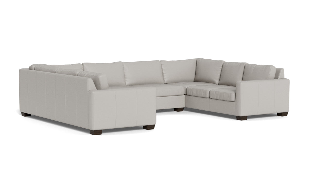 Track 141" Leather Corner Sofa Sleeper U Sectional - Tribeca Chelsea