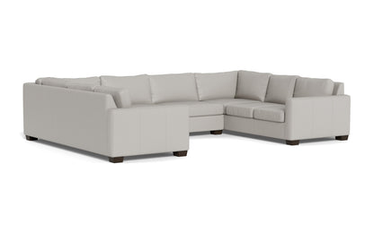 Track 141" Leather Corner Sofa Sleeper U Sectional - Tribeca Chelsea