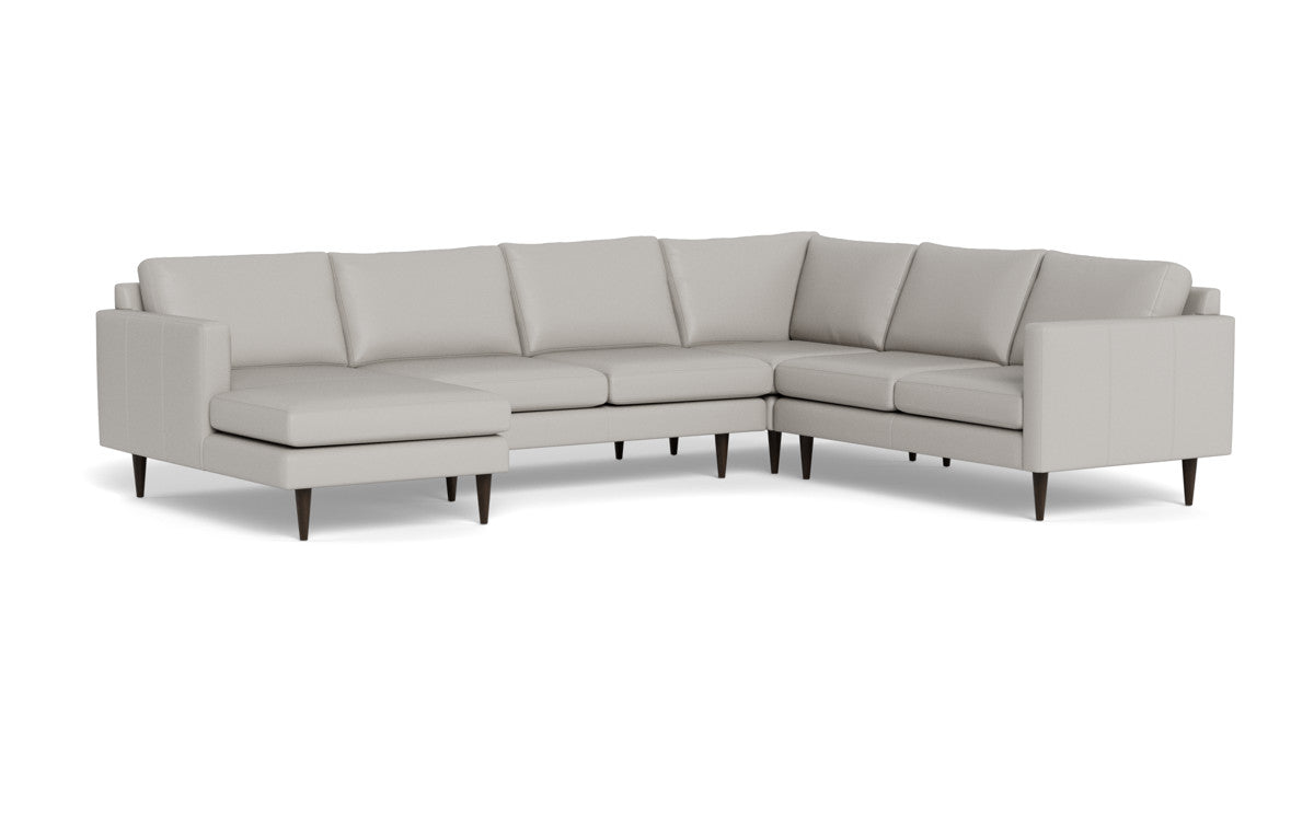 Wallace 130" Leather Untufted Corner Sectionals w. Left Chaise - Tribeca Chelsea