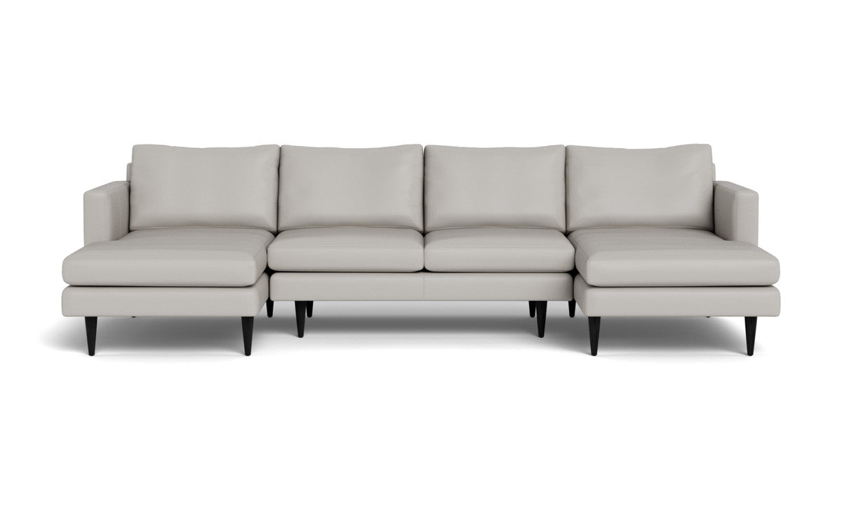 Wallace 126" Leather Untufted Double Chaise U Sectional - Tribeca Chelsea