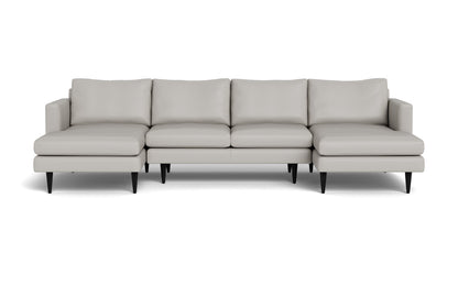 Wallace 126" Leather Untufted Double Chaise U Sectional - Tribeca Chelsea