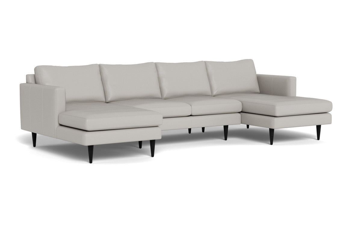 Wallace 126" Leather Untufted Double Chaise U Sectional - Tribeca Chelsea