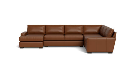 Mas Mesa 162" Deep Leather Corner Sectionals w. Left Chaise - Tribeca Chestnut