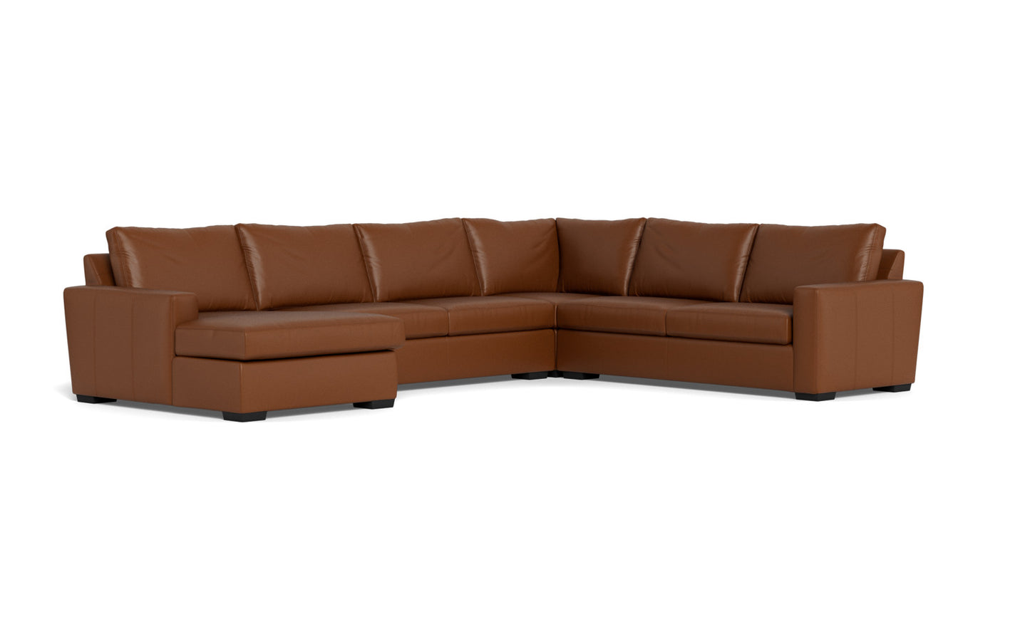 Mesa 156" Leather Corner Sectionals w. Left Chaise - Tribeca Chestnut
