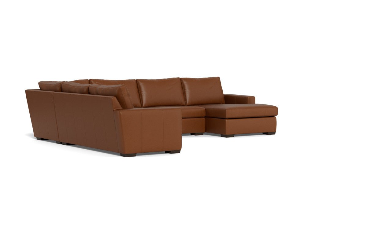 Mas Mesa 162" Deep Leather Corner Sectionals w. Right Chaise - Tribeca Chestnut