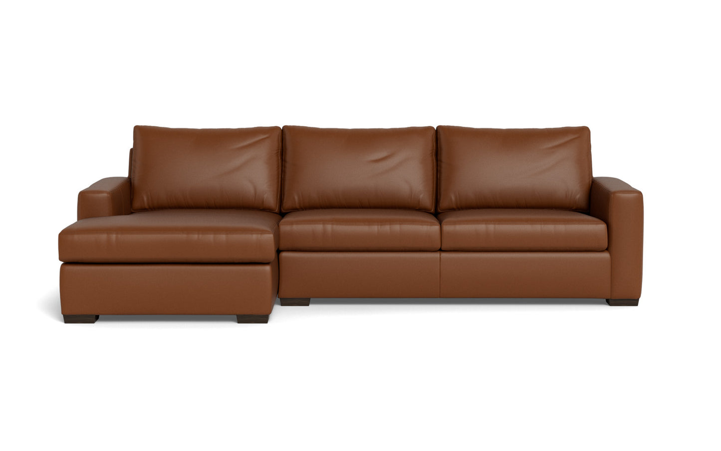 Mesa 123" Leather Left Chaise Sectional - Tribeca Chestnut