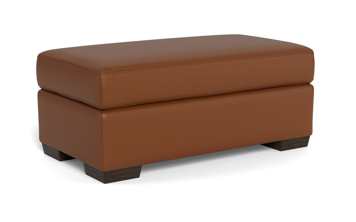 Mas Mesa Leather Ottoman - Tribeca Chestnut