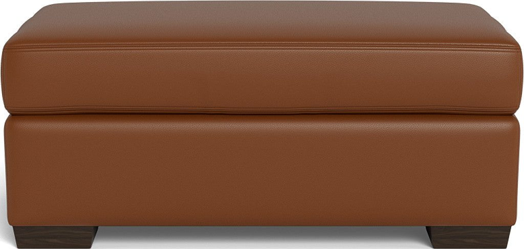 Mas Mesa Leather Ottoman - Tribeca Chestnut