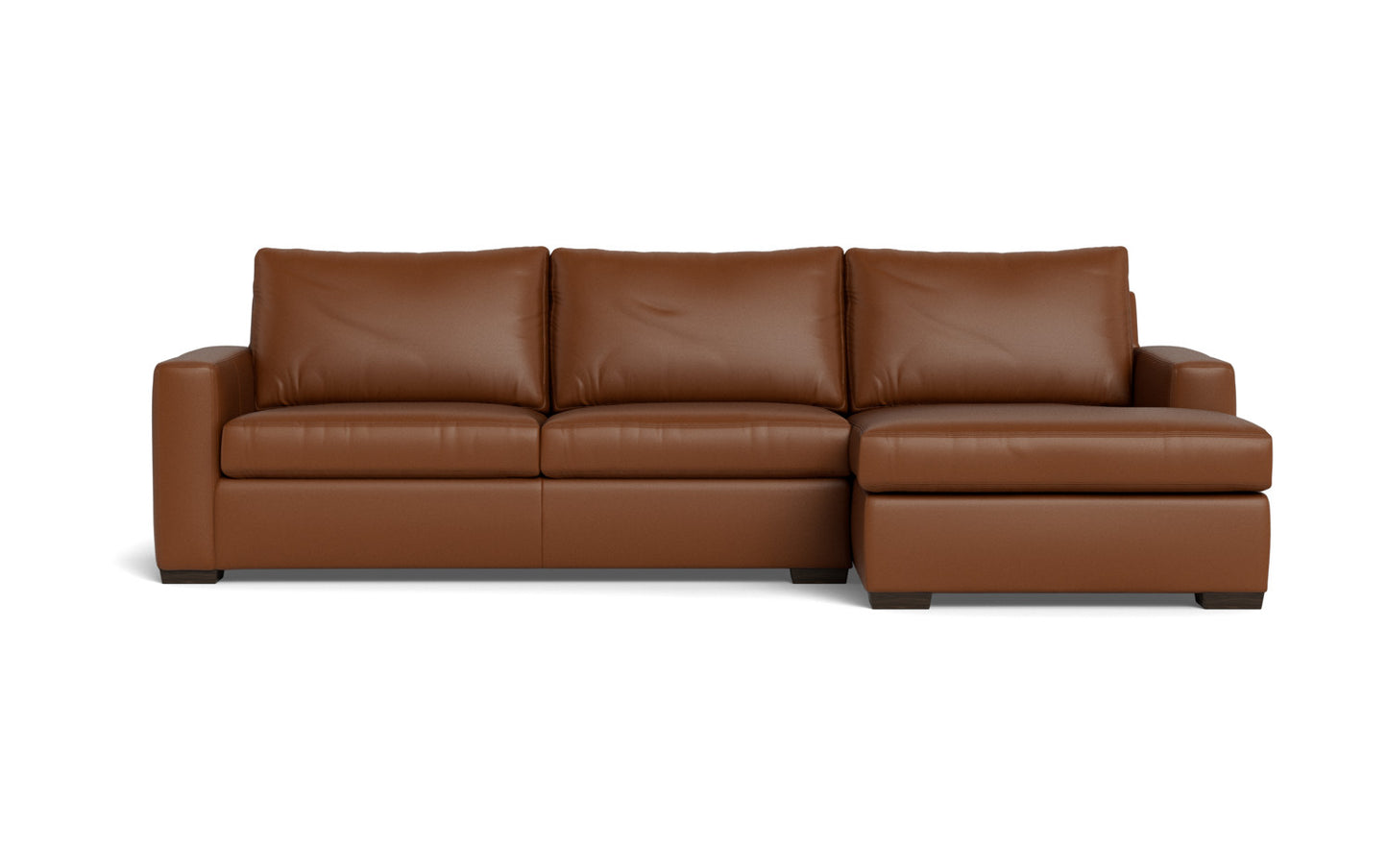 Mesa 123" Leather Right Chaise Sectional - Tribeca Chestnut