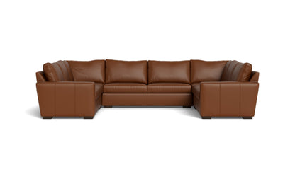 Mas Mesa 166" Deep Leather Condo U Sectional - Tribeca Chestnut