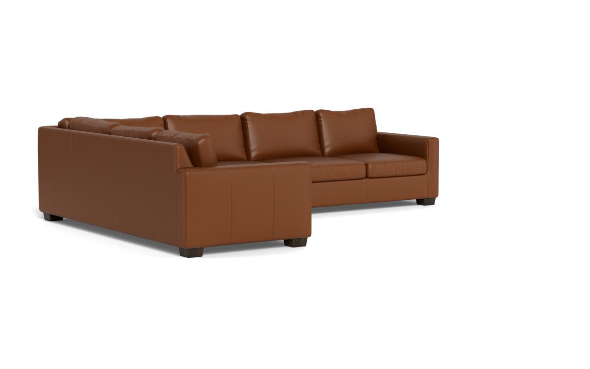 Track 121" Leather Left Corner Sectional With Raf Sleeper Sectional - Tribeca Chestnut