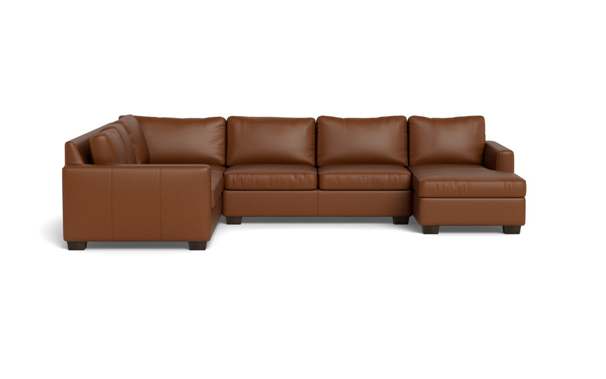 Track 141" Leather Corner Sectionals w. Right Chaise - Tribeca Chestnut
