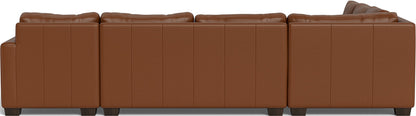Track 141" Leather Corner Sectionals W. Full Sleeper & Right Chaise - Tribeca Chestnut