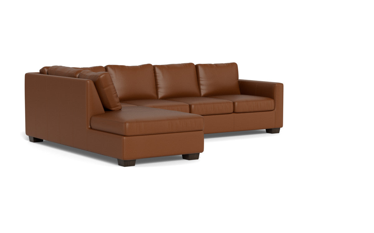 Track 121" Leather Left Chaise Sectional - Tribeca Chestnut
