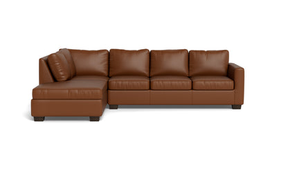 Track 121" Leather Left Chaise Sectional - Tribeca Chestnut